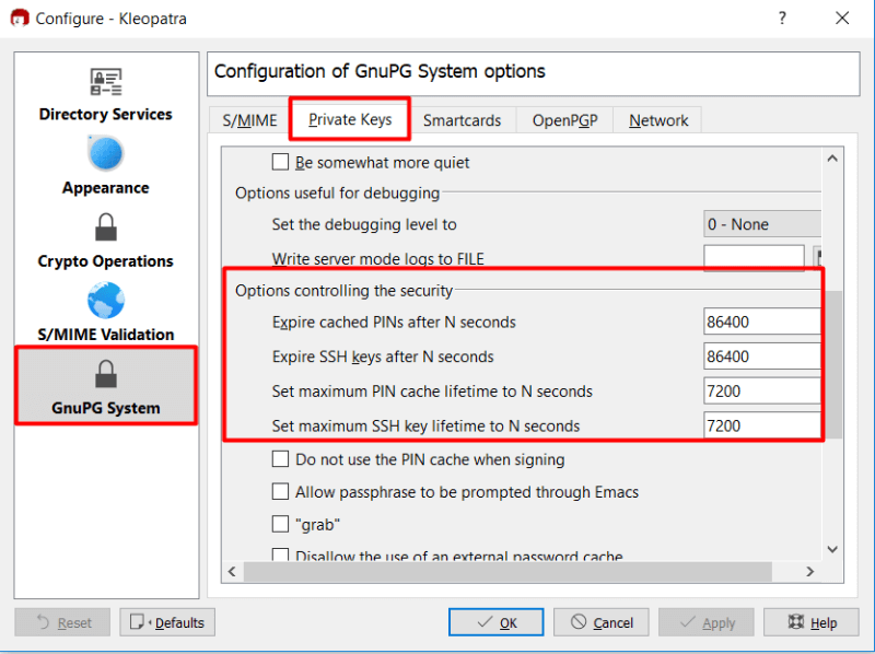 Configure Kleopatra