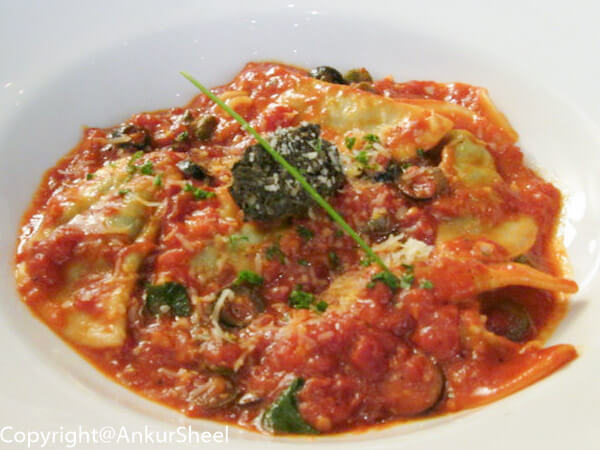 Tomato Polenta with Grilled Vegetables and Pesto Cream